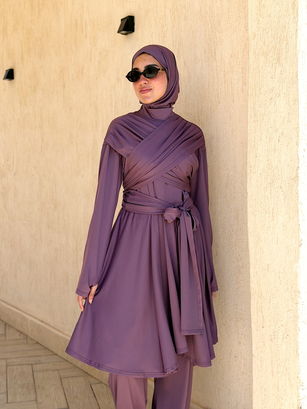 Modest Lycra Wrap Burkini (Purple)