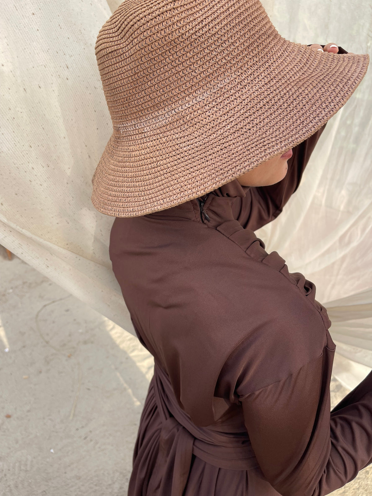 Modest Lycra Wrap Burkini (Brown)