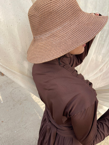 Modest Lycra Wrap Burkini (Brown)