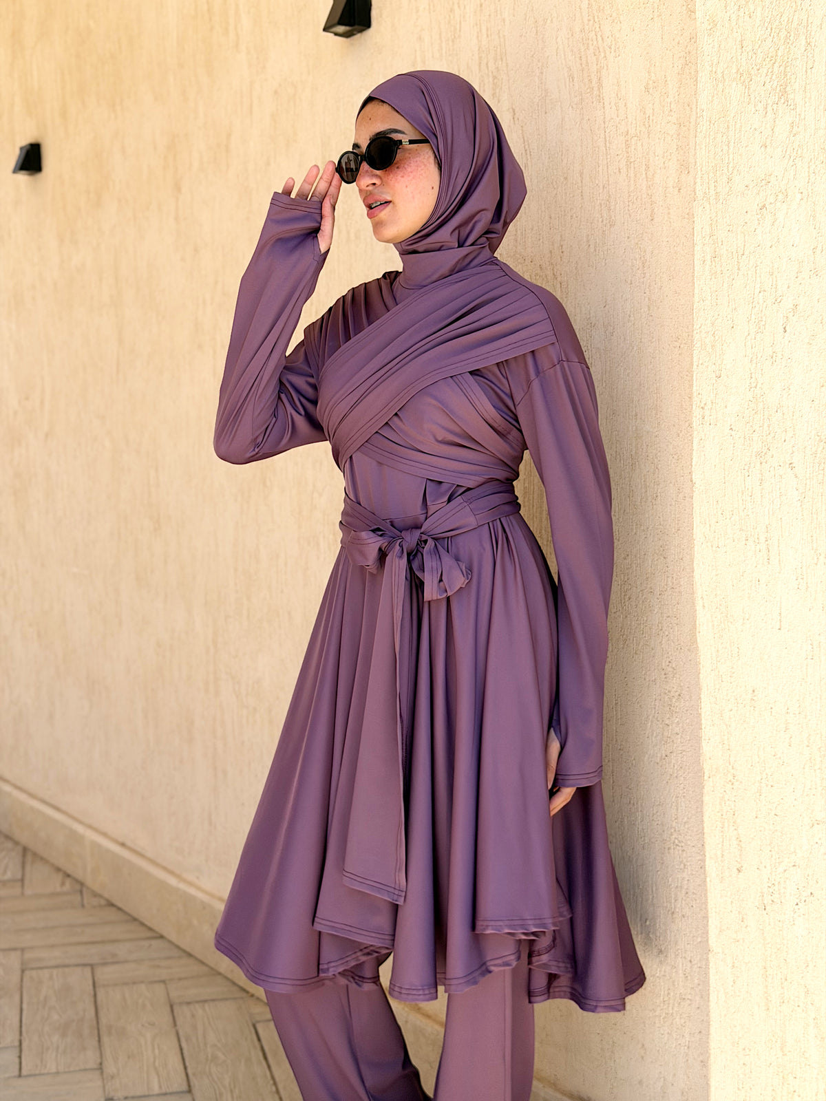 Modest Lycra Wrap Burkini (Purple)