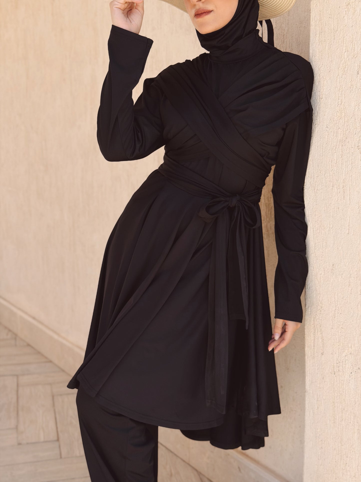 Modest Lycra Wrap Burkini (Black)