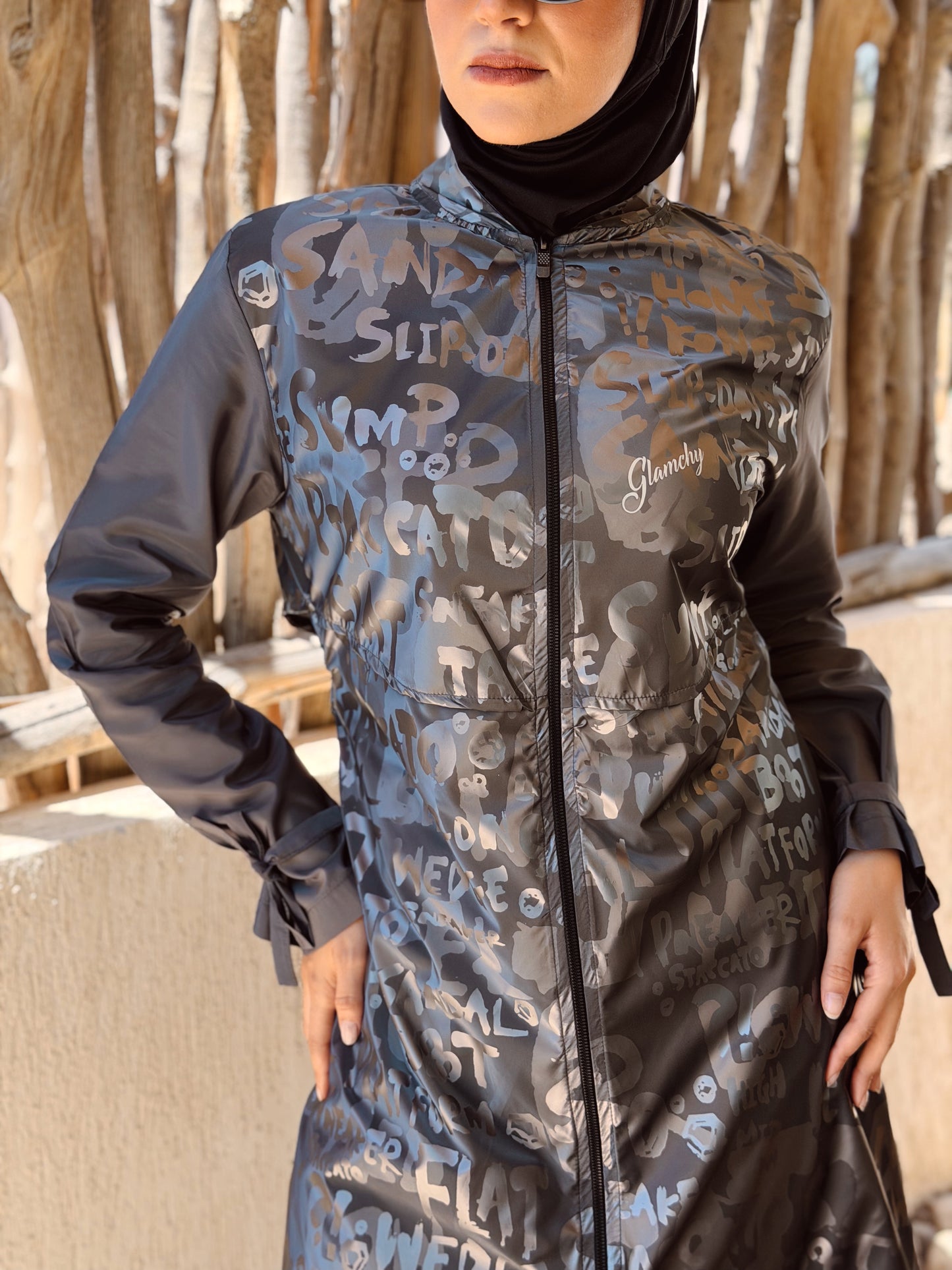 Shiny Letters Waterproof Burkini