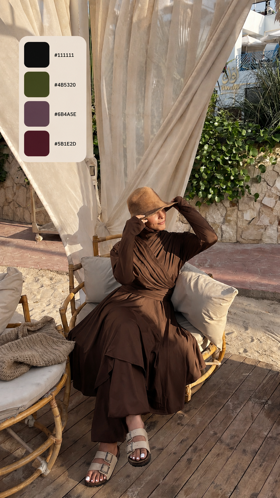 Modest Lycra Wrap Burkini (Brown)