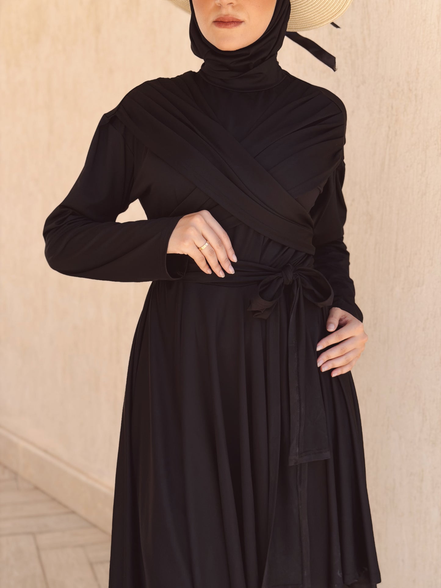 Modest Lycra Wrap Burkini (Black)