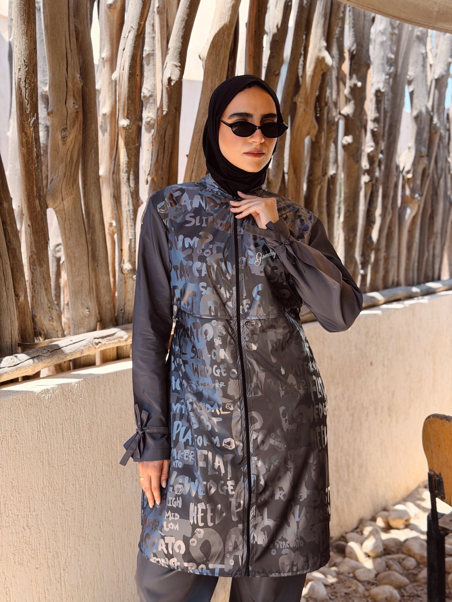 Shiny Letters Waterproof Burkini