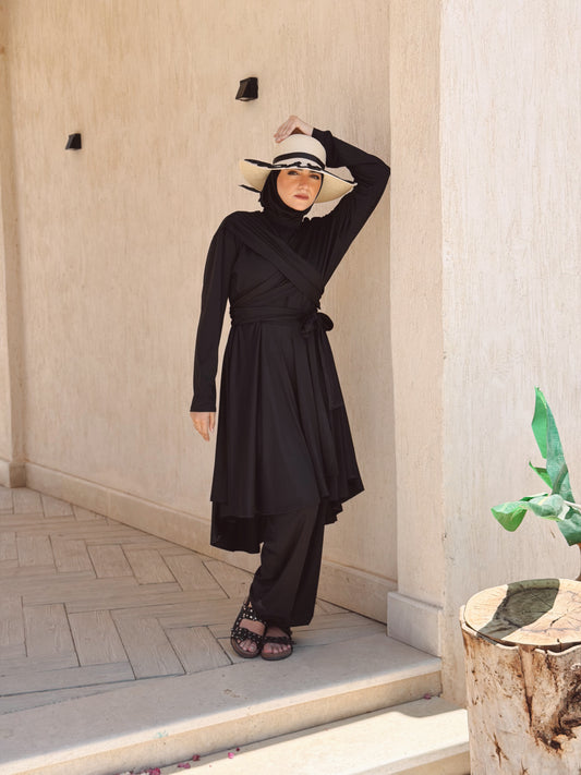 Modest Lycra Wrap Burkini (Black)
