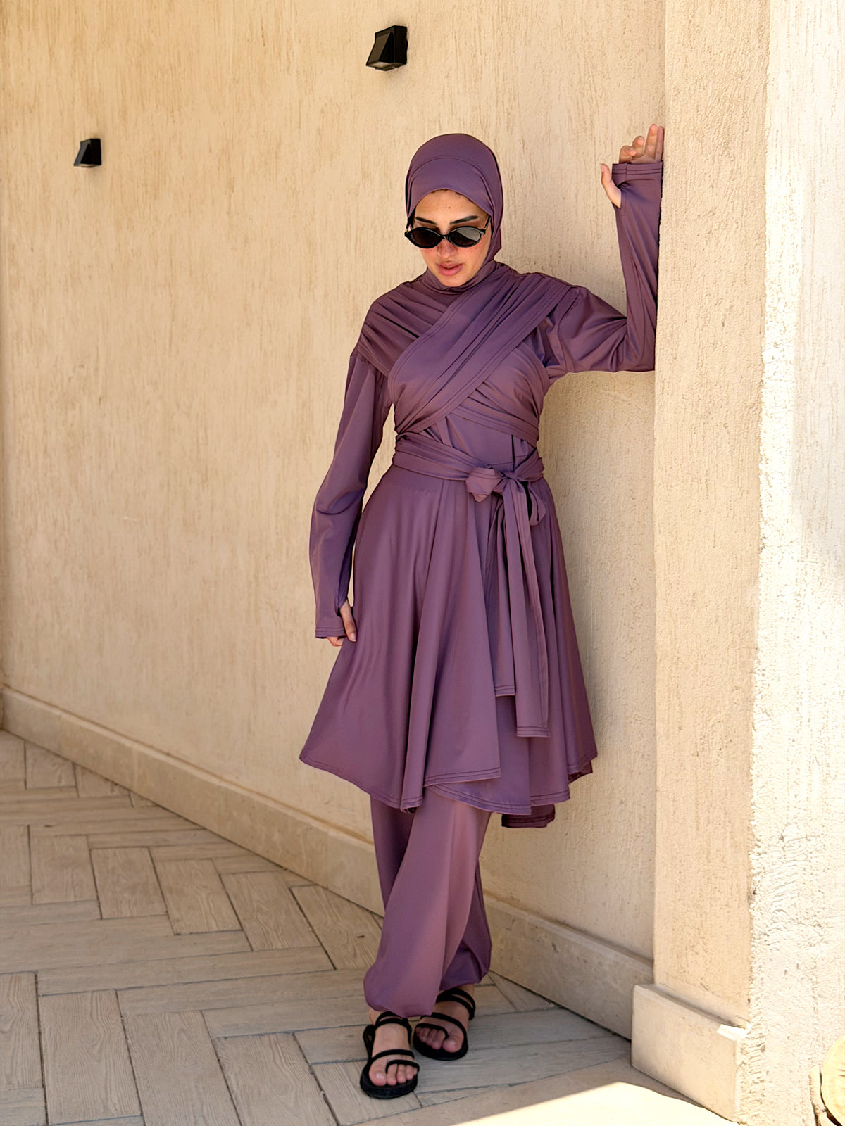 Modest Lycra Wrap Burkini (Purple)