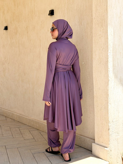 Modest Lycra Wrap Burkini (Purple)