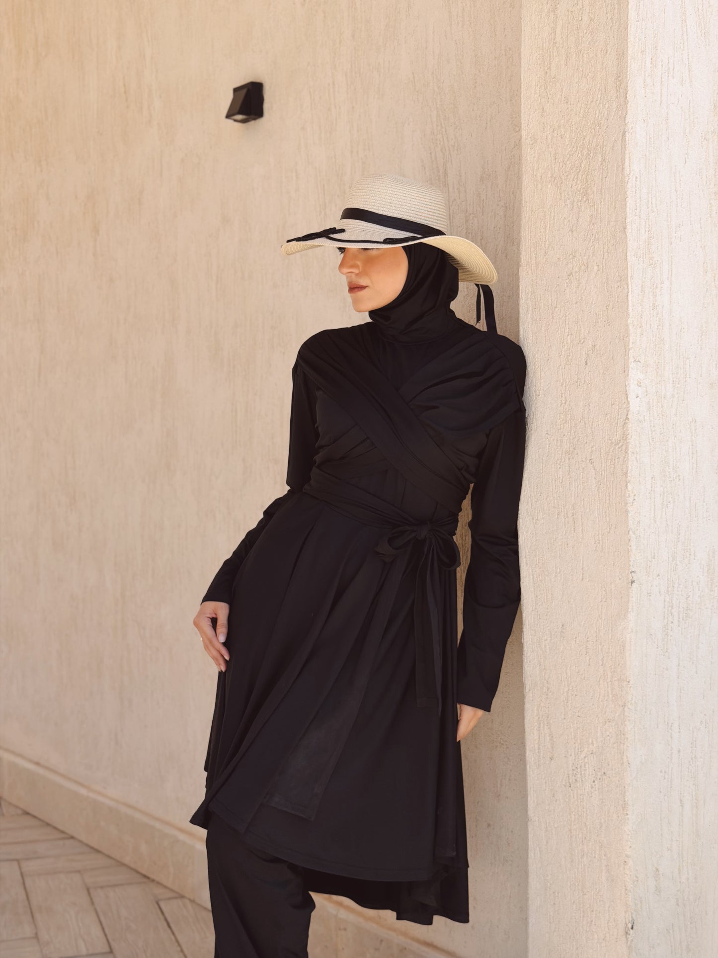 Modest Lycra Wrap Burkini (Black)