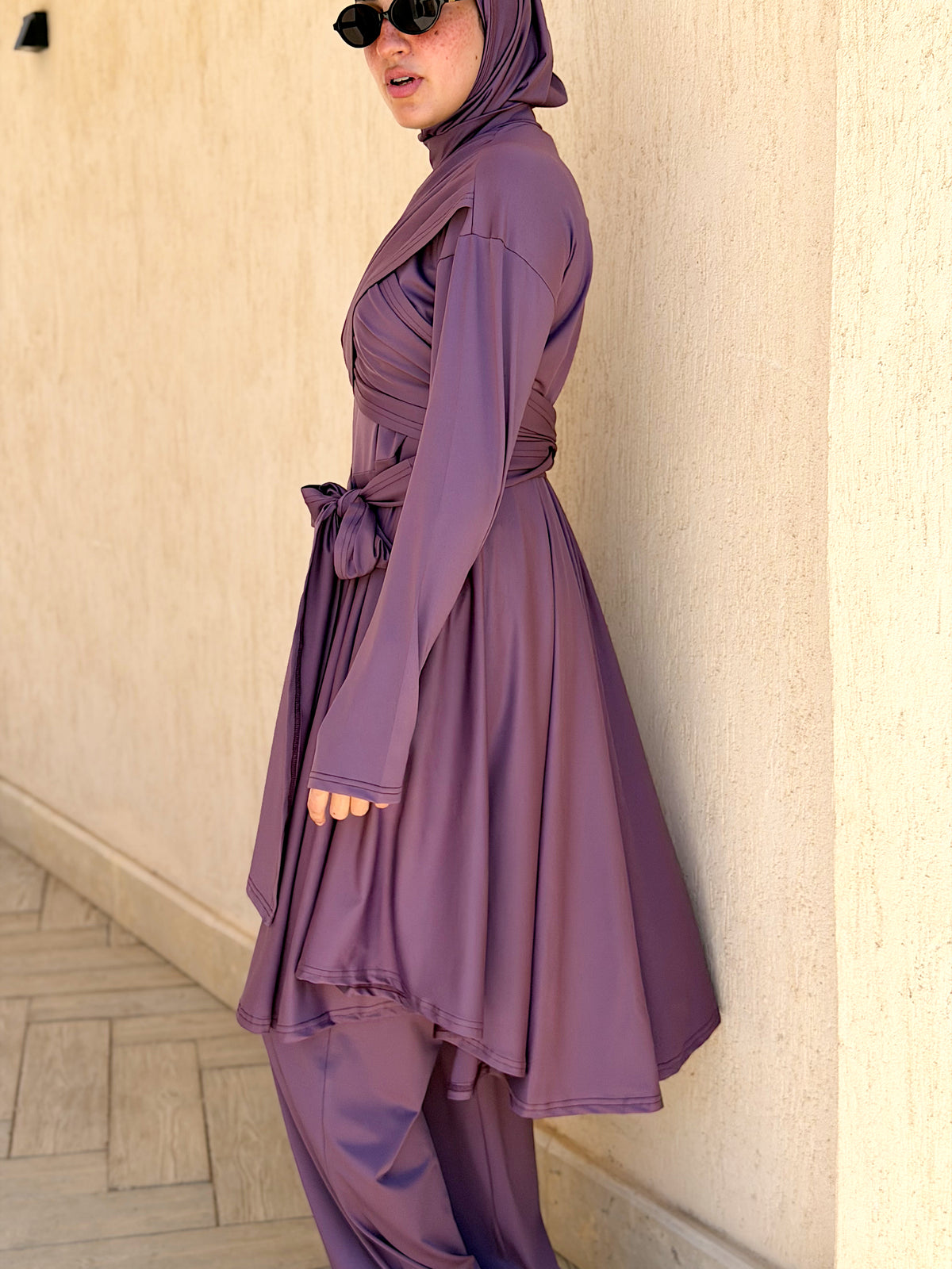 Modest Lycra Wrap Burkini (Purple)
