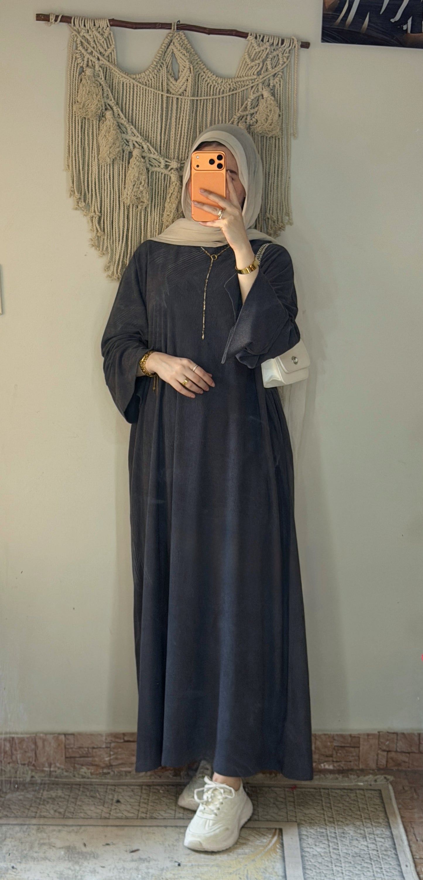 Helal Abaya – Ribbed Velvet Oversized