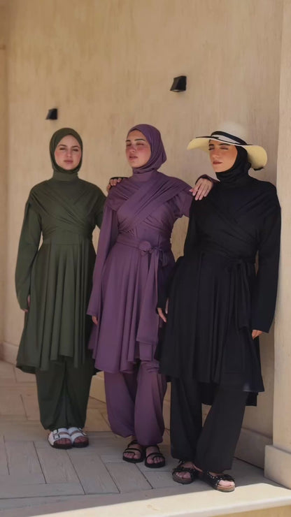 Modest Lycra Wrap Burkini (Black)